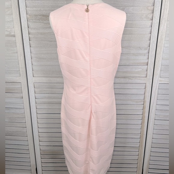 TOMMY HILFIGER Textured Sleeveless Bodycon Knee Length Dress Pink-12 - Picture 4 of 5